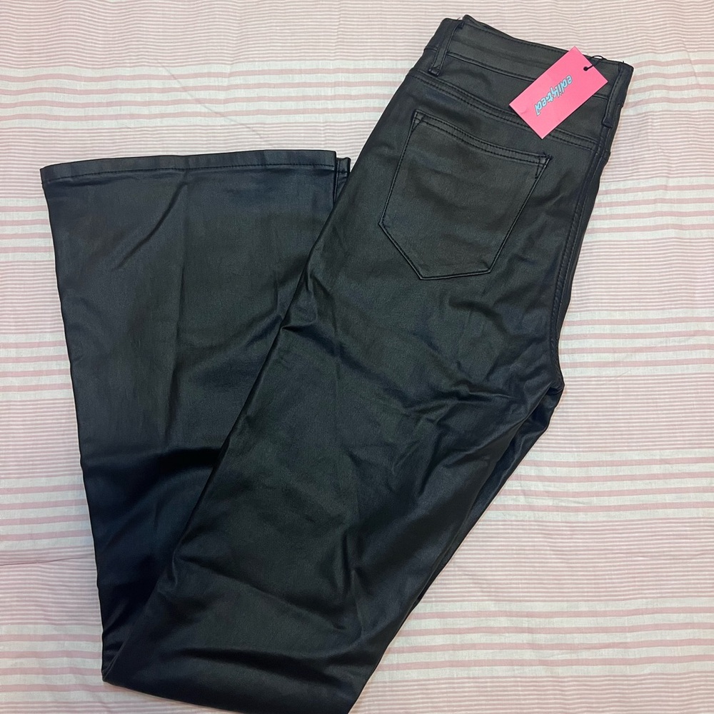 Brand New Edikted Luna Faux Leather Flare Jeans